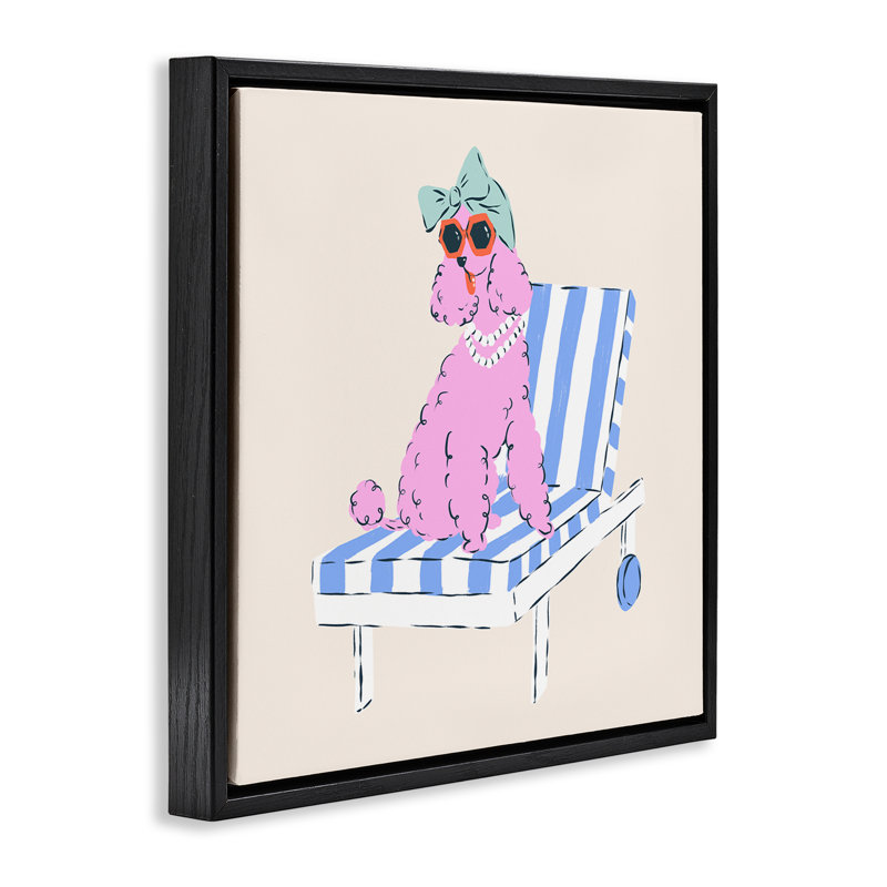 Structure flottante Trendy Poodle, par Krissy Mast, Cadre flottant noir de jais, H 18 po x l 18 po