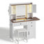 Ensemble de coiffeuse de maquillage de style campagne moderne avec miroir et lumières, luminosité réglable, bureau de coiffeuse avec verre trempé intégré, panneau pliant, prise de courant et tabouret de coiffeuse-753279493