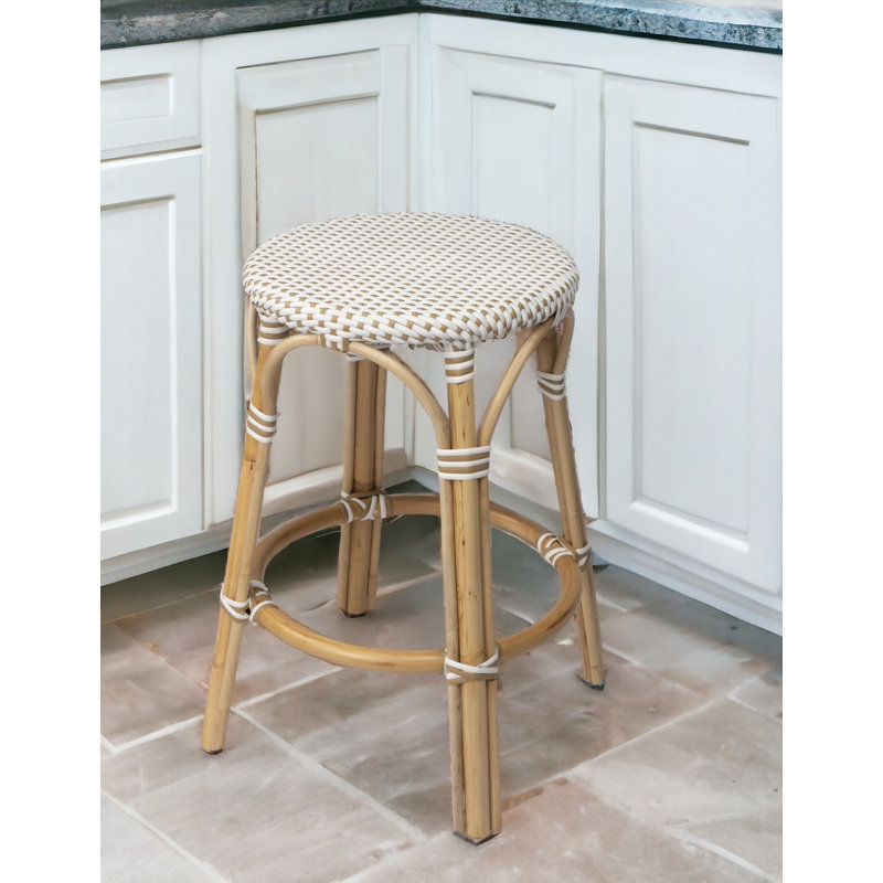 Chaise de bar Charlotte, Brun, Beige / Blanc, Tabouret de comptoir (siège d'une hauteur de 24 p