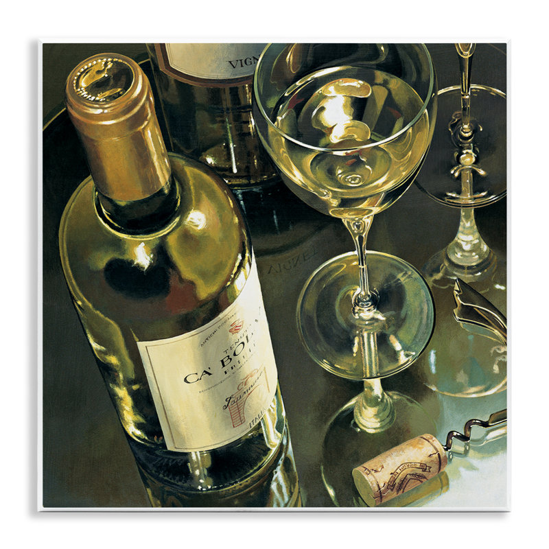 Elegant White Wine Still Life Wall Plaque Art, design by Stefano Ferreri