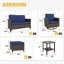 Ensemble de conversation 6 pièces pour patio avec accoudoirs courbés et pivotants, causeuse, repose-pieds et table-201060712