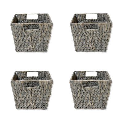 Panier de rangement en jacinthe avec poignées, rectangulaire