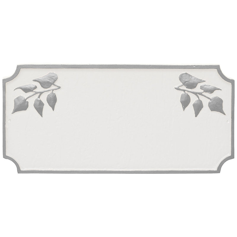 Camden Ivy 2-Line Wall Address Plaque, White/Silver, Yes