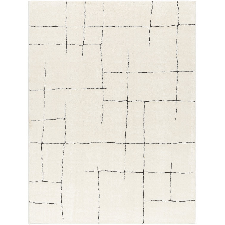 Ashmin Machine Woven Polyester Area Rug in Cream/Gray
