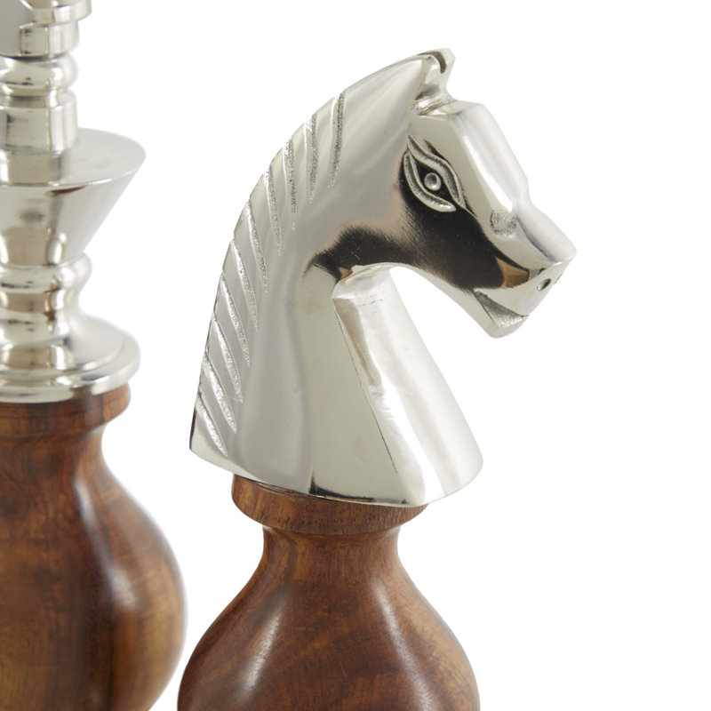 Ensemble de sculpture 3 pièces Bollen Bishop Chess, H 8,65 po x l 2,85 po x P 2,85 po, Brun