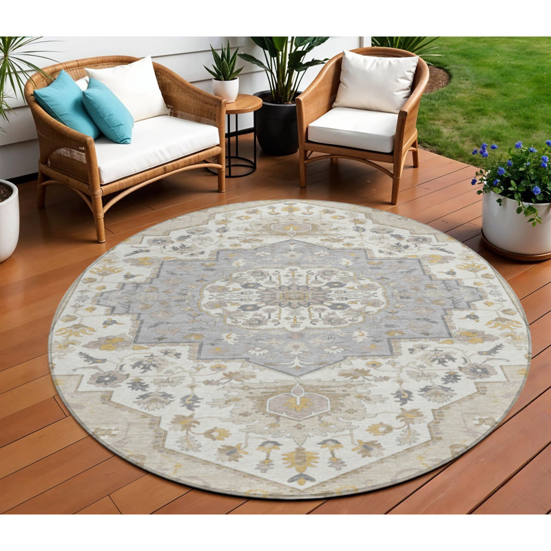 Tapis rond beige 8 po