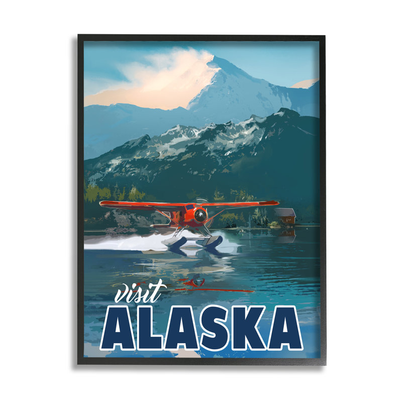 Visitez l'atterrissage d'un hydravion en Alaska, Giclée encadrée noir minuit, H 14 po x l 11 po x P 1,5 po