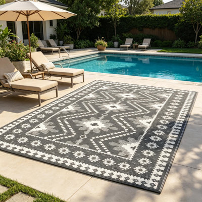 Tapis d'extérieur bohémien avec 4 piquets, pour le camping, la cour arrière et la terrasse