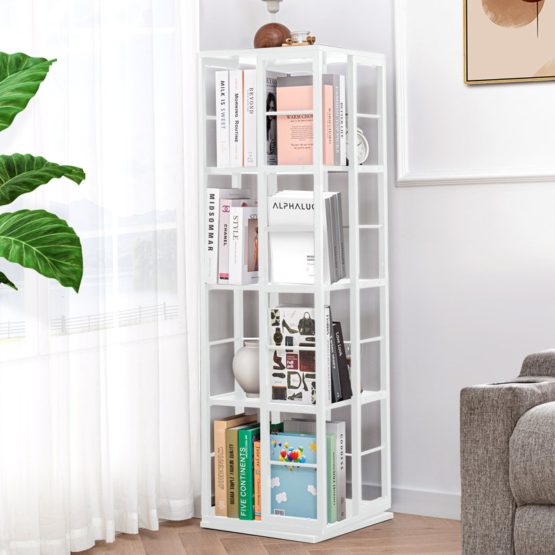 360° Rotating Corner Bookshelf, White