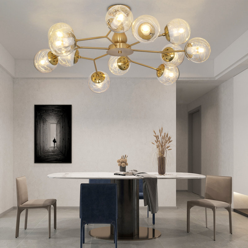 40.5" Modern Gold 12-Light Chandelier, E26 Bulbs Included