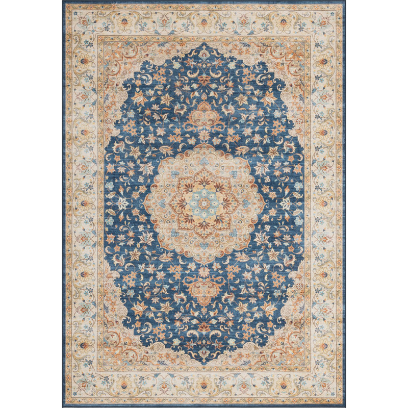 Contemporary Design Multi Accent Rug, Rectangle 10' x 14', Navy