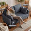 Causeuse 55 po, canapé moderne avec coussin à ressorts, gris foncé