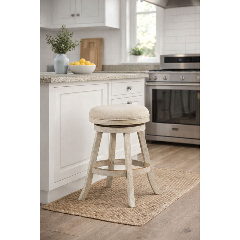 Tabouret de bar et de comptoir Shivko, Ivoire brossé, Tabouret de comptoir (siège d'une hauteur de 24,5