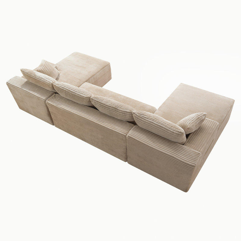 Canapé modulaire compressible en forme de U avec revêtement en velours côtelé, Camel Corduroy