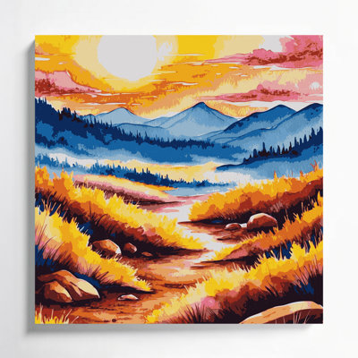 Aquarelle, paysage 46, art mural sur toile brune