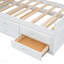 Structure de lit simple avec structure en bois avec fonction de rangement avec tête de lit et prises de courant, structure de lit extensible avec lit gigogne simple avec trois tiroirs avec fonction de rangement, finition blanche-1958686025-1958686031
