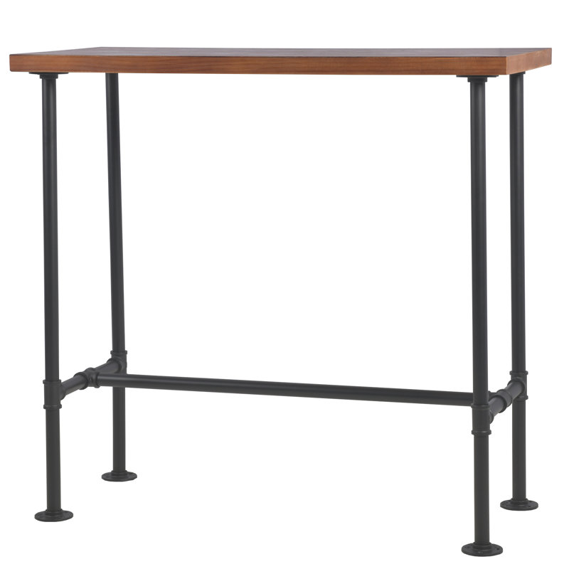Ellyce Pine Solid Wood Top Metal Base Dining Table
