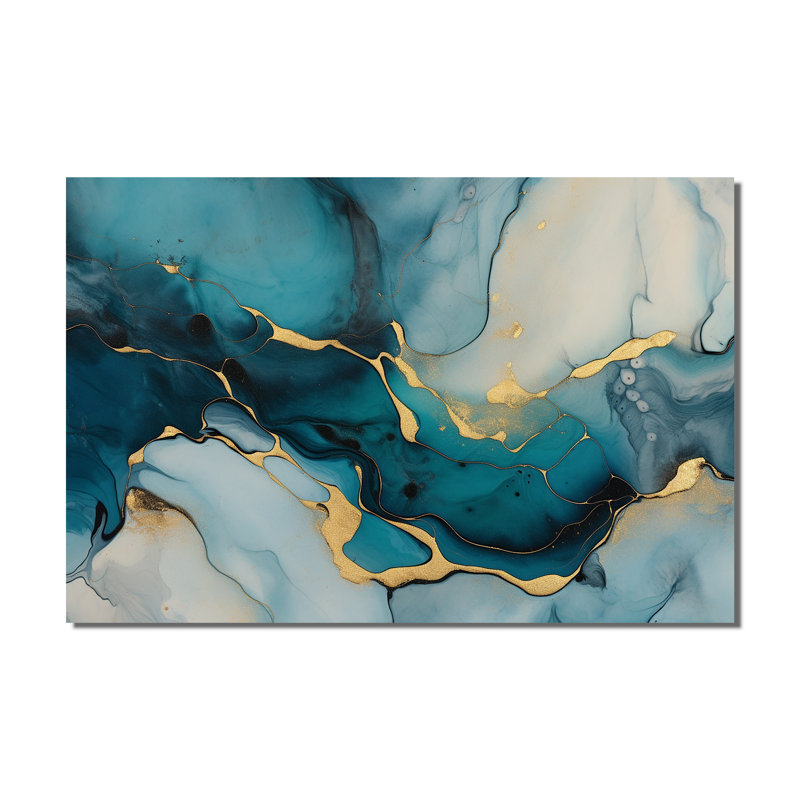 Art mural grand turquoise infusé or IV - Fractales