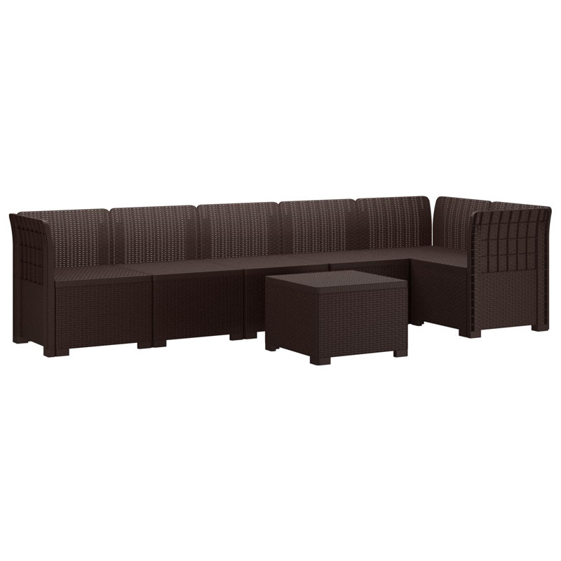  Garden Sofa Rattan Look PP Outdoor Seating Contemporary Furniture Patio, Brown