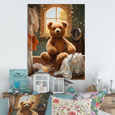 «Bear Bathaign Bubbles 3» - Art mural en métal