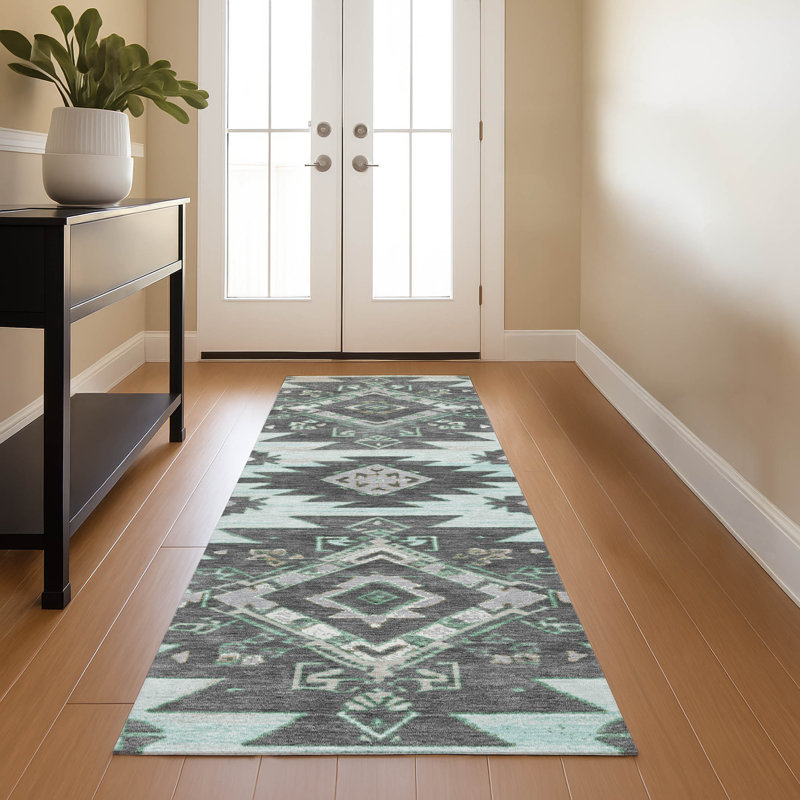 Premium Machine Washable Ralston AMF1945 Tribal Rug, Runner 2'3" x 7'6"