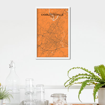 Charlottesville, carte de la ville, impression graphique