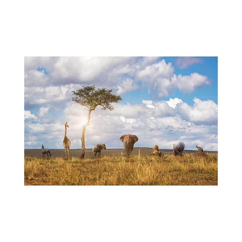 Safari Animals Looking Out over the Land 1 Piece Wrapped Canvas Wall Art, 30.48 cm H x 45.72 cm W