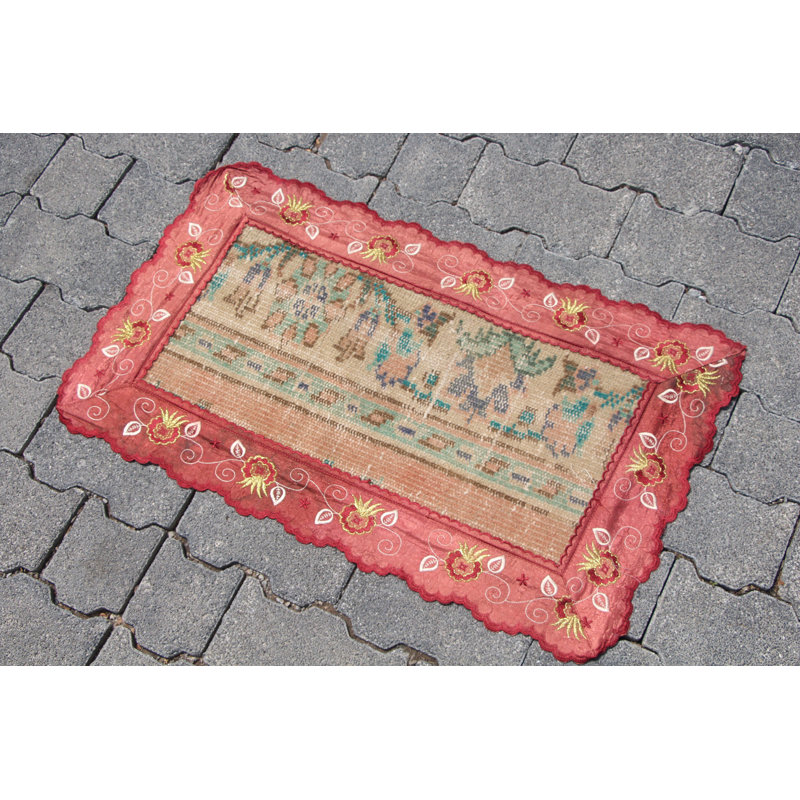 Tapis vintage rétro Oushak - tapis oriental pour chambre ou salle de bain orange