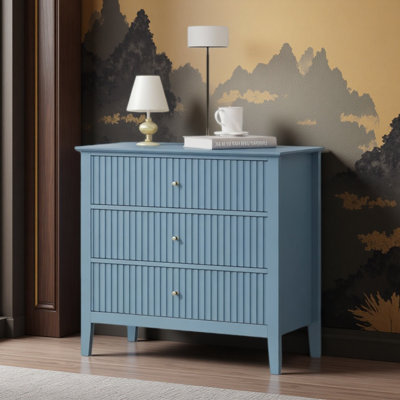 Table de chevet large 32 po à 3 tiroirs, grande table de bout moderne pour chambre à coucher