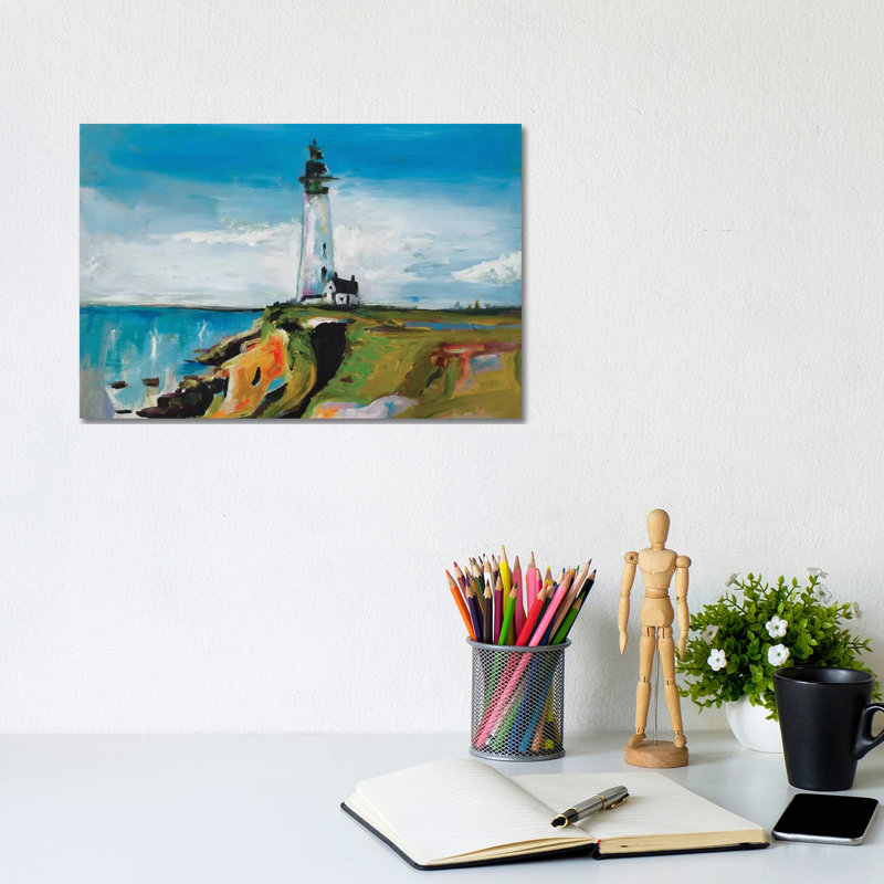 Lighthouse On A Cliff by Andy Beauchamp - Wrapped Canvas Print, 20.32 cm H x 30.48 cm W