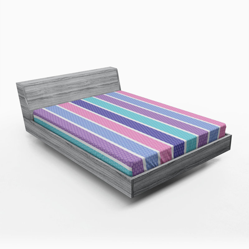 Microfiber Fitted Sheet, Queen Fitted Sheet, Blue Striped