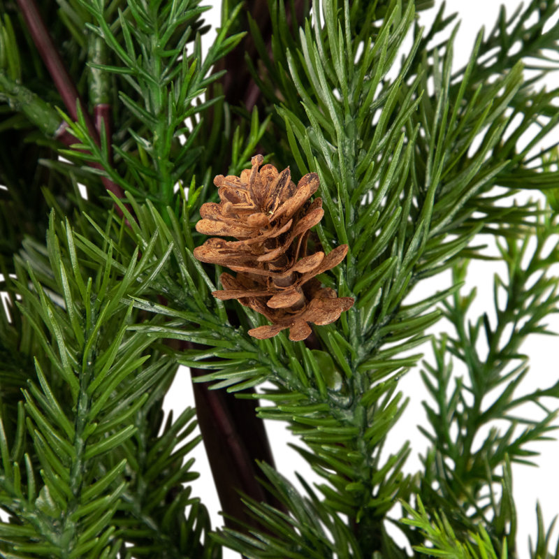 24-Inch Green Cypress and Pine Cone Artificial Christmas Wreath