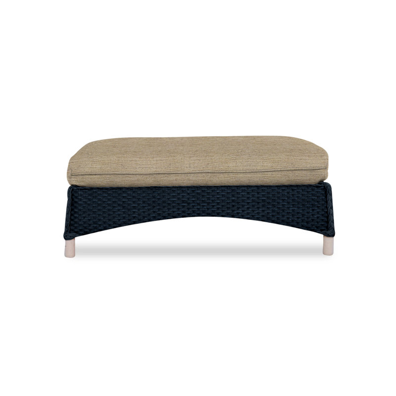 Mandalay Outdoor Ottoman, Callen Celadon, Ebony
