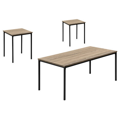 Invigorating 3 Table - Coffee  2 End Tables, Dark Taupe, Black Metal Vitality Sparkling 3Pcs Taupe Laminate, Dazzling