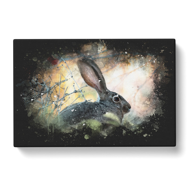 Hare In The Bushes - Wrapped Canvas Painting, 35cm H x 50cm W x 3cm D