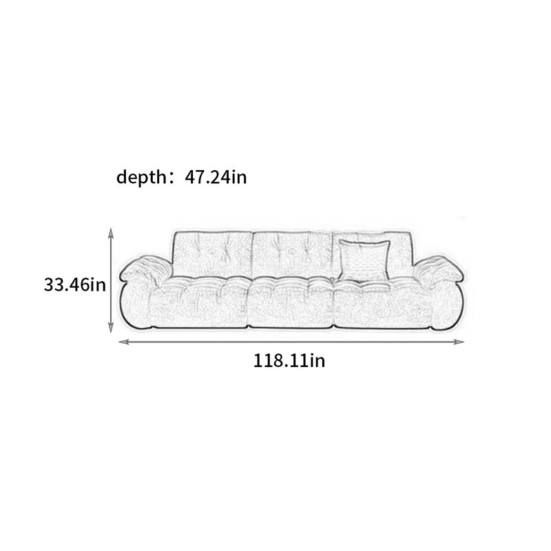 Canapé simple de style italien, H 33,46 po x l 118,11 po x P 47,24 po, 4