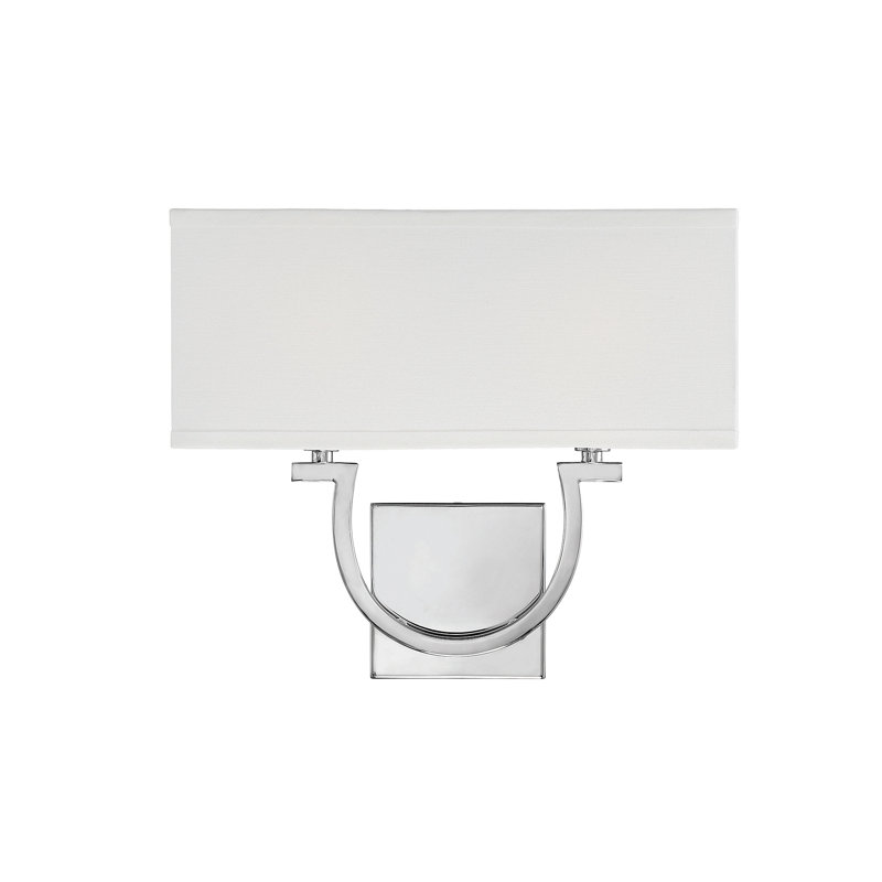 Rhodes Polished Nickel Dimmable Wall Sconce with White Linen Diffuser