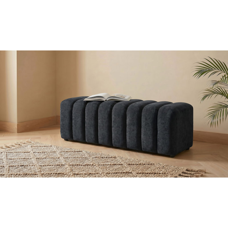 Banc d'appoint en chenille Summer, Noir
