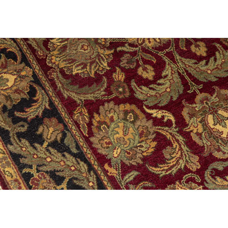 Hand-Knotted High-Quality Red and Black Area Rug