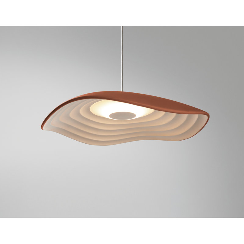 1 - Light LED Unique/Statement Pendant, White, Terracotta