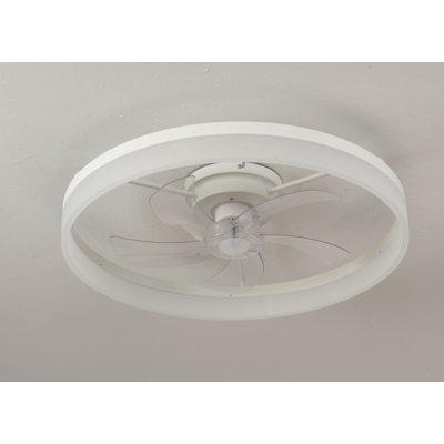 Ventilateur de plafond encastré blanc 16 po avec éclairage, profil bas, application et télécommande, moteur à courant continu silencieux à 6 vitesses, DEL à intensité variable pour la chambre à coucher