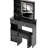 Left Drawer Desktop Vanity Table, Cushioned Stool, Touch - Operated, Tri Color Brightness Adjustable Led Mirror, Small Sized Sleeping Rooms Sized, Compact Bed