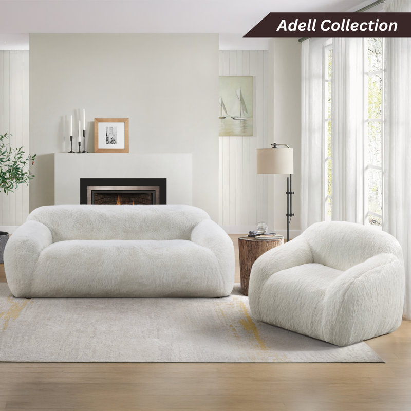 Canapé en fausse fourrure Roundhill Furniture, Blanc