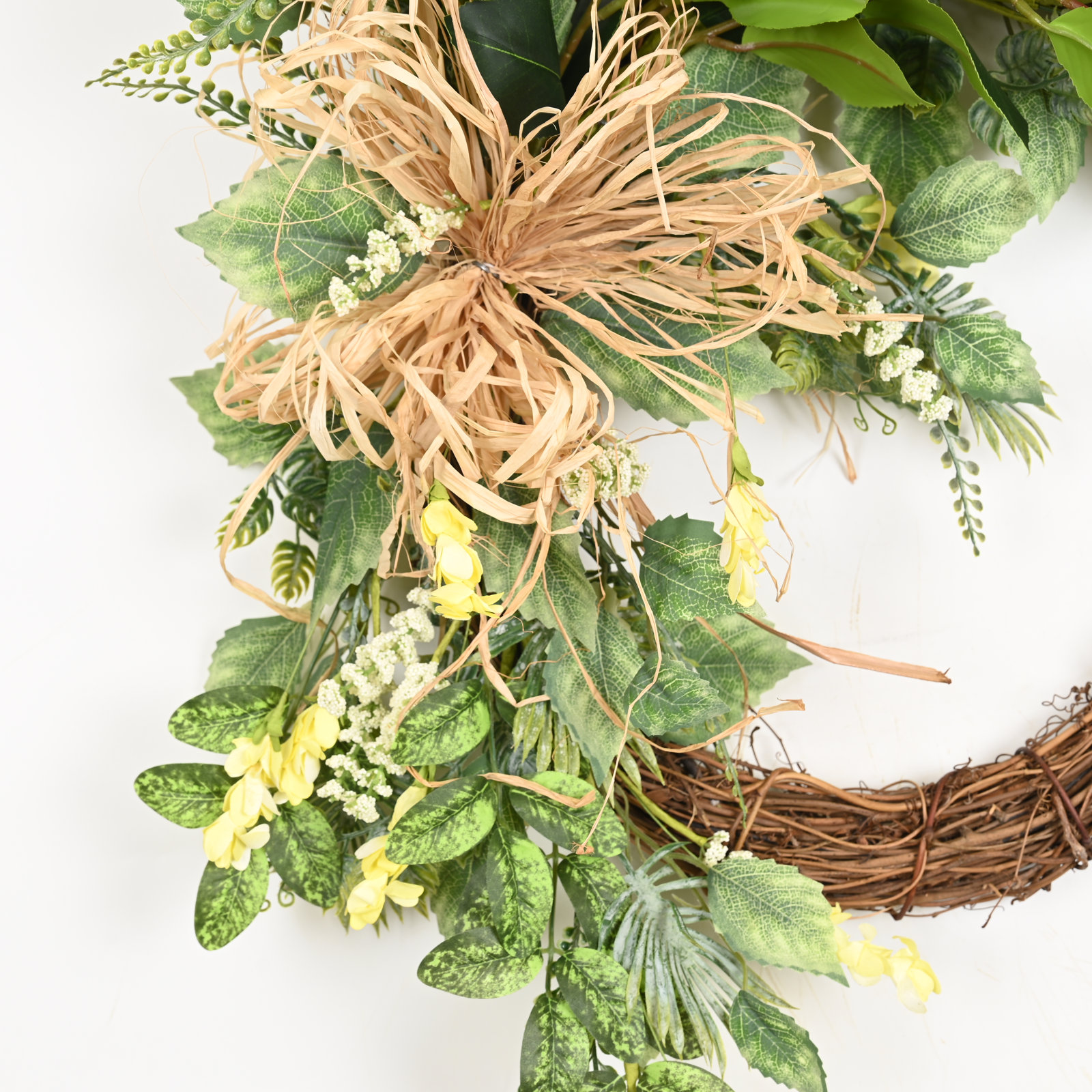 24" Handcrafted Peony No Holiday Wreath, Cream/Green