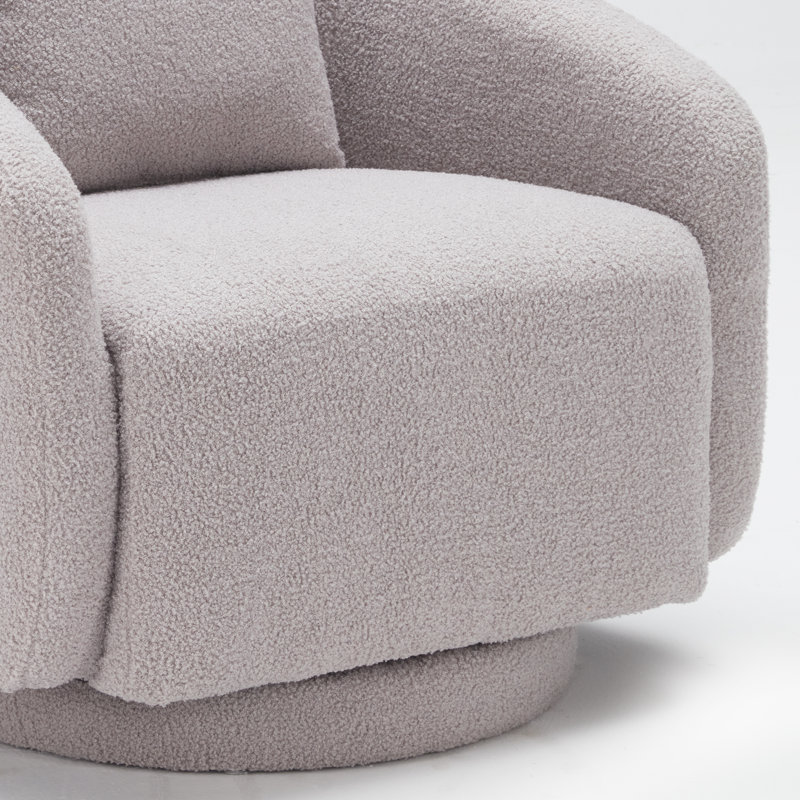 Fauteuil demi-tonneau pivotant l 28,5 po Bashar, Boucle gris clair