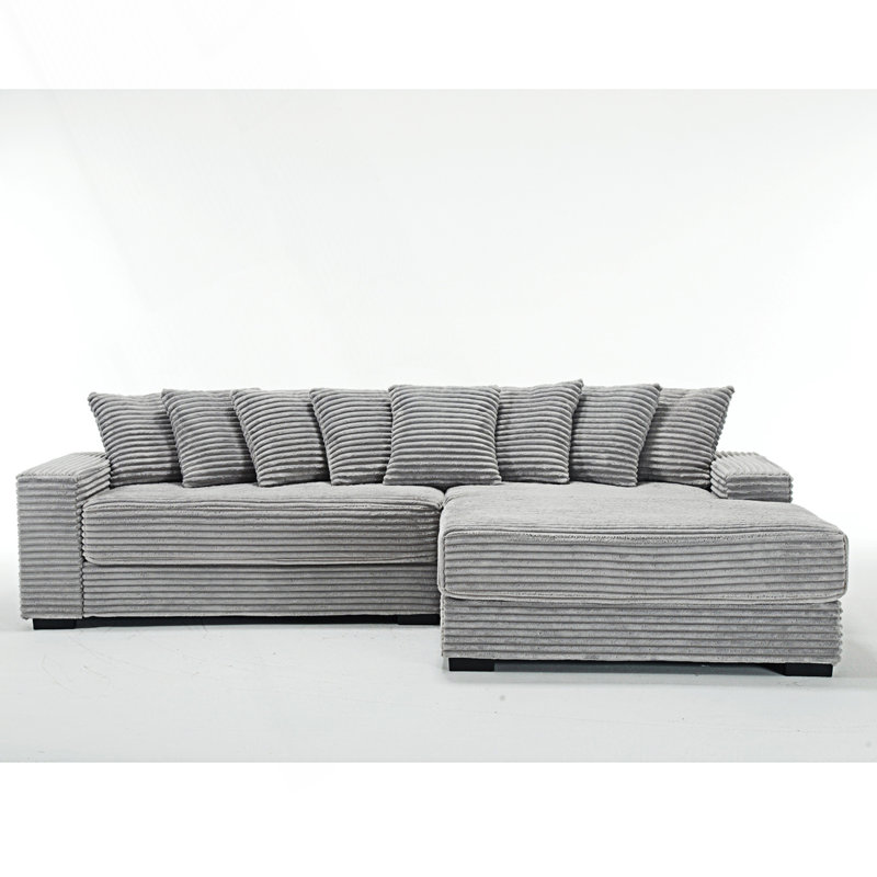 Pettisville 2 - Piece Upholstery Sofa, Gray Corduroy, Left Hand Facing