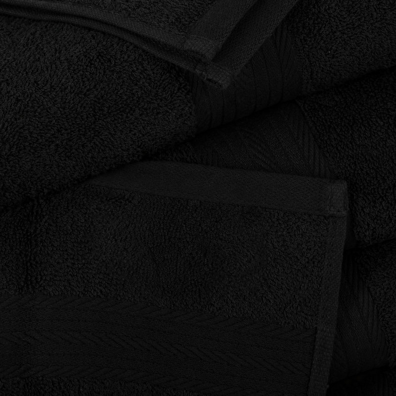 Lingettes 100% coton 600 g / m² 12 x 12 pouces, absorbant doux et à séchage rapide, Noir, Ensemble de serviettes 50 pièces
