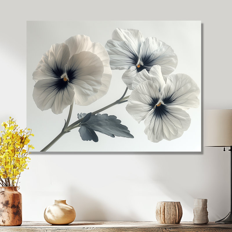 Décoration murale blanc blanc botanique beauté I - pensées, Sans cadre, H 30 po x l 40 po