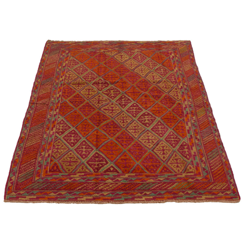 Tapis unique en laine noué à la main 4 pi 6 po x 6 pi 5 po orange vieilli Jillisa