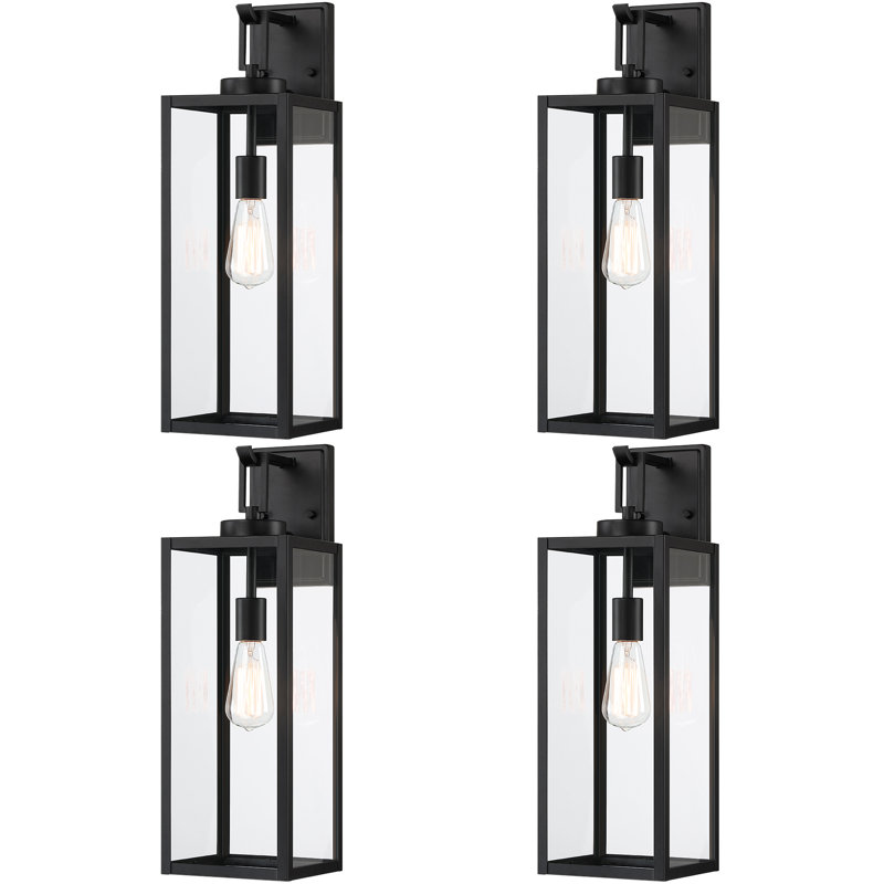 Applique murale en acier noir Schock avec verre haute transparence (ensemble de 4), H 22,34 po x l 7 po x P 7 po